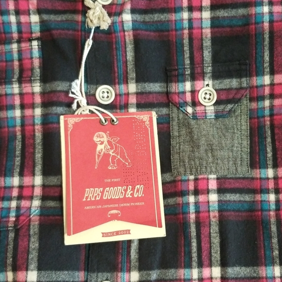 Prps Goods & Co Blue Plaid Button Down Shirt sz L - Picture 7 of 8